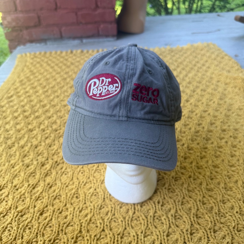 Dr Pepper Zero Sugar Hat Gray Sportsman Adjustable Buckle Strap Baseball Cap